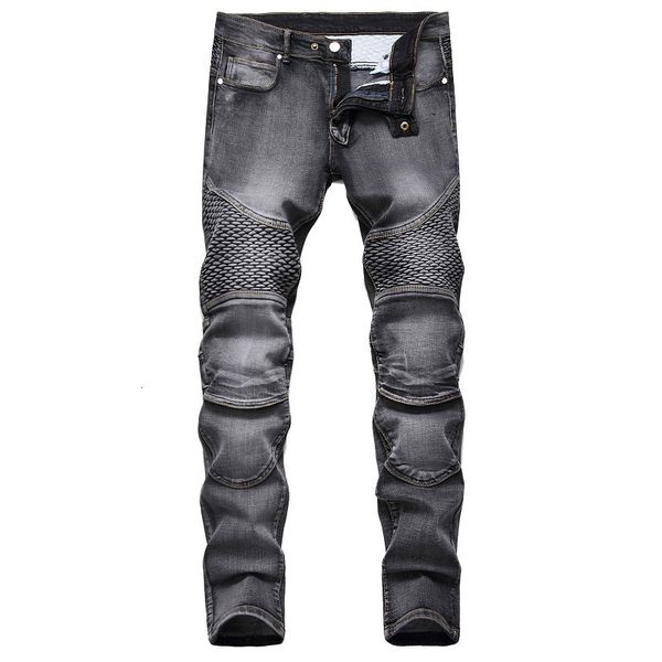 

2021 new denim bike straight male jeans oversize 38 40 42 autumn hip hop punk rock streetwear trouers 7pxx, Blue