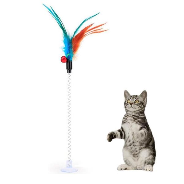 

cat toy 1pc funny interactive suction spring cat toy cat feather wand teaser pet interactive supplies favor rand jllkpn