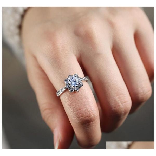 

s985 fashion jewelry diamond flower ring transpa sqcndh queen66, Silver