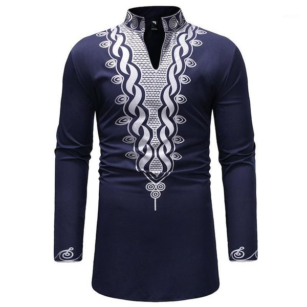 

2019 fashion elegent african men printing plus size long shirts -3xl1, Red