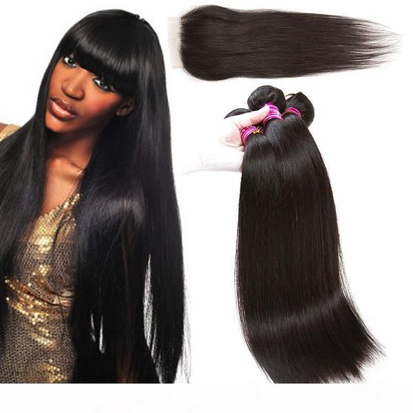 

8a mink brazilian body wave straight hair bundles with closure unprocessed brazilian indian virgin hair bundles with frontal hair extensions, Black;brown