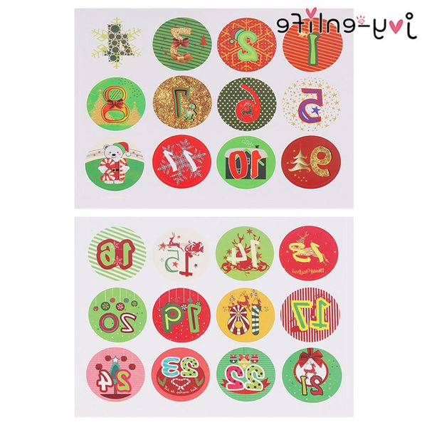 

номера наклейки бумаги advent 1-24 рождественские календарь наклейки navidad kerst украшение для дома наталь