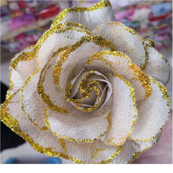 

30pcs gold rose artificial silk flowers heads for wedding decoration diy wreath gift box scrapbooking craft fake flo jllwet