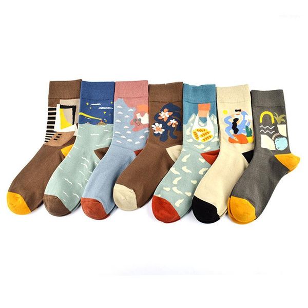 

happy novelty pattern streetwear embroidered funny winter cotton men women socks cartoon cute warm japanese wild short sock1, Black