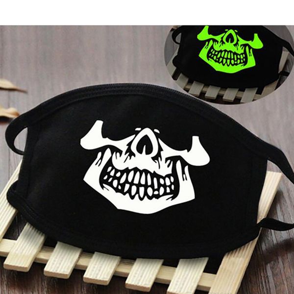 

teeth black cartoon punk face mask luminous funny ghost skull anti- dust winter cubre bocas hombre cotton mouth mask hh9