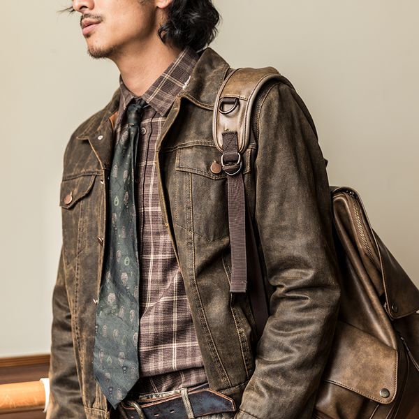 

soarin american motorcycle jacket men's may kaji casual slim short leather top