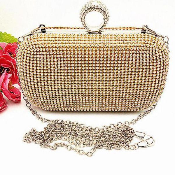 

rhinestones handbags women evening bags finger rings diamonds purse clutche bags one side lady handbags for wedding a740