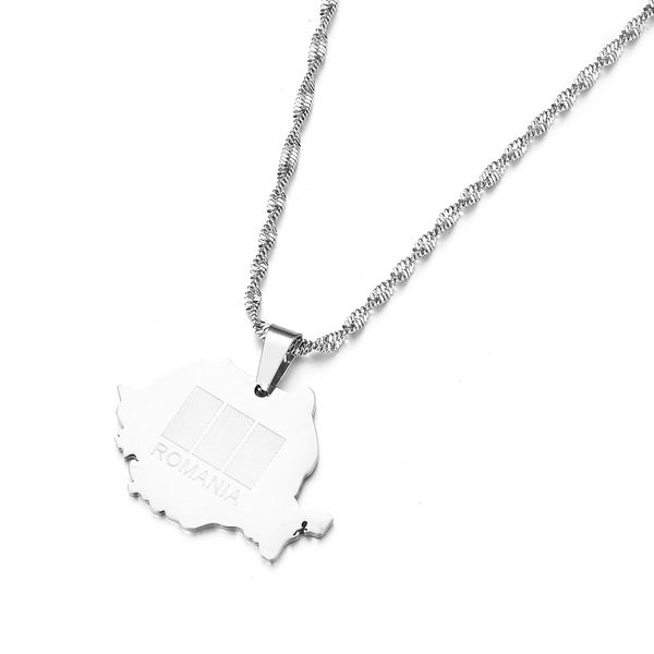 

romania map pendant & necklace silver color trendy romanian jewelry gift