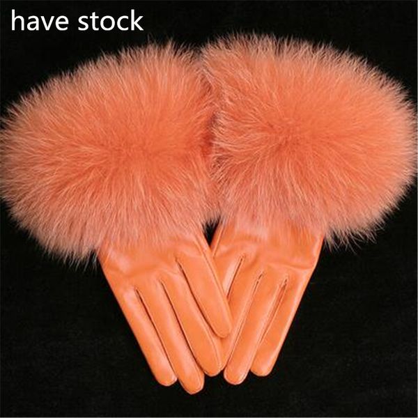 

2020 new arrival genuine leather glove real sheepskin & fox fur gloves women's fashion style high quality