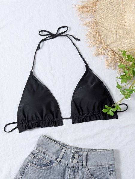 

plus triangle halter bikini c4qu#, Black