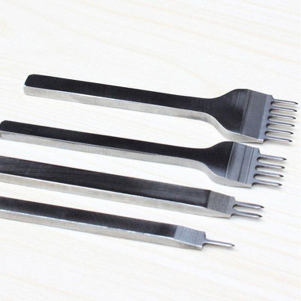 

4pcs/set 6mm leather tools hole punches stitching punch tool 1+2+4+6 diamond point chisel diy leather hole tool1, Black