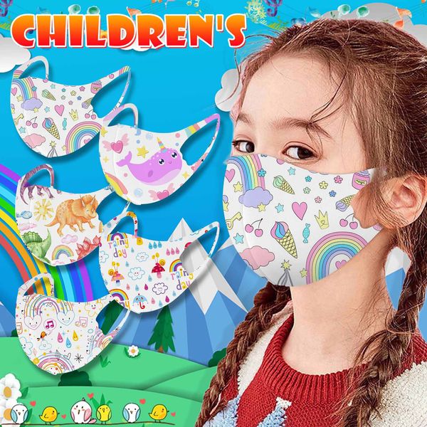 

print rainbow series 5pcs children's ice masks silk cloth mask masquelavablehomme halloween cosplay face-mask mascarillas