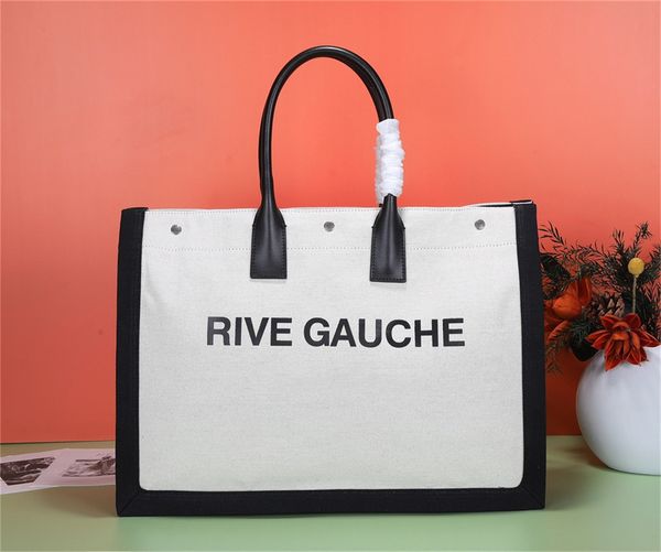 Borsa da donna di alta qualità Rive Gauche Tote Shopping Bag Famosa moda Lino Borsa da spiaggia grande Borsa da viaggio di design di lusso Borsa a tracolla diagonale