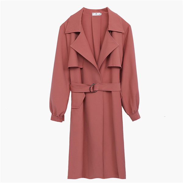 

large size women autumn long fashion classic belt trench coat casual business outerwear a860, Tan;black
