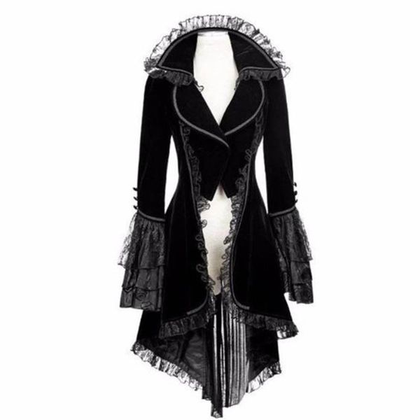 

women's vests womens vintage long-sleeved waist back bandage lace stitching tuxedo jacket overcoat retro chalecos para mujer #0924, Black;white