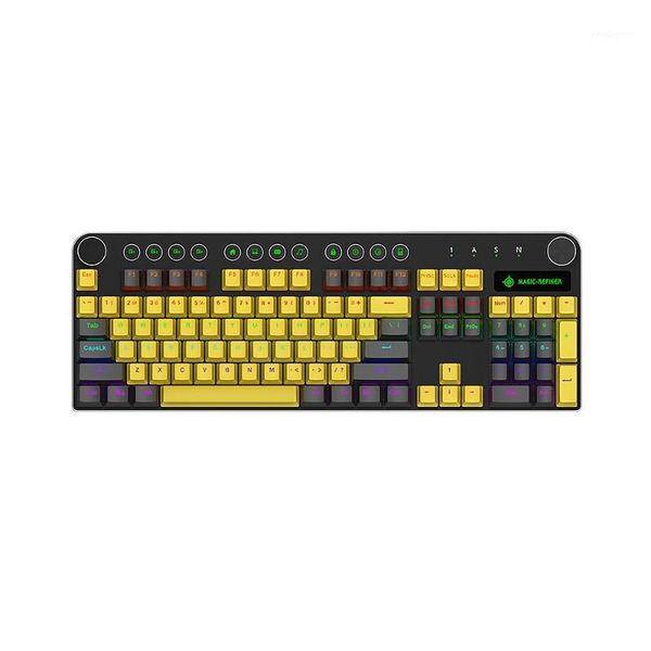 

magic-refiner 13 104 keys wired mechanical keyboard pbt key cap mixed light gaming keyboard with mechanical blue switch1
