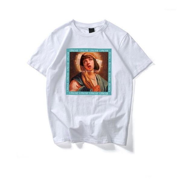 

men's t-shirt summer hip-hop casual cotton t-shirt funny virgin mary print short sleeve 2019 street costume1, White;black