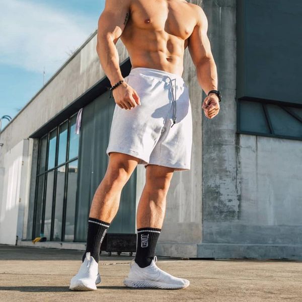 

new loose spring and summer sports casual shorts men's cotton slim stretch fitness trousers mens gym fitness shorts bodybuilding, White;black