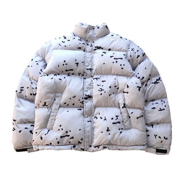 

men's down cavempt japanese down stand collar zipper casual men's and women's loose bread ce snowflake cotton jacket, Black