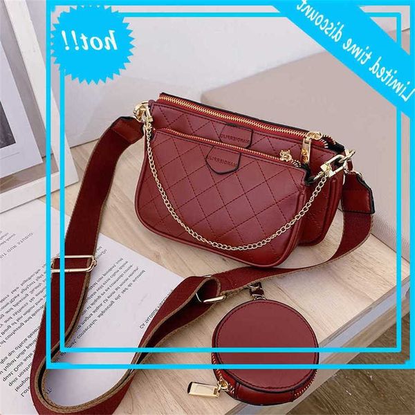 

fashion wide band shoulder designer crossbody bags for pu leather luxury chains women handbag small wallet 3-bag set