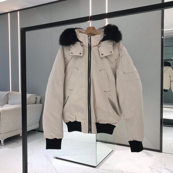 

mk02 mans одежда зимнее пальто с капюшоном постоянный stretch воротник толстая теплая канада moose зимы куртки пальто белая утка parka шинел, Black