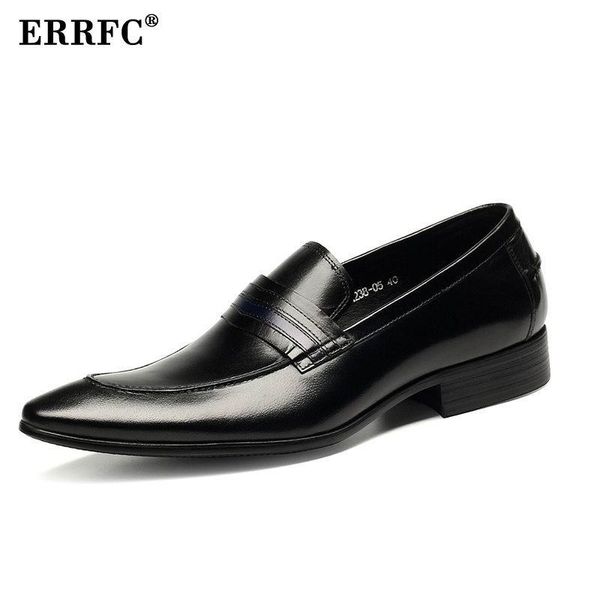 

errfc designer men black formal shoes fashion pointed toe slip on leisure leather shoes for man brown boat size 37-44