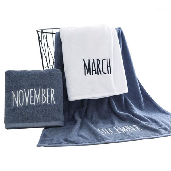 

towel 100% cotton towels set face bath 3 colors 12 month letters embroidery bathroom modern for adults kids toalla de cara1