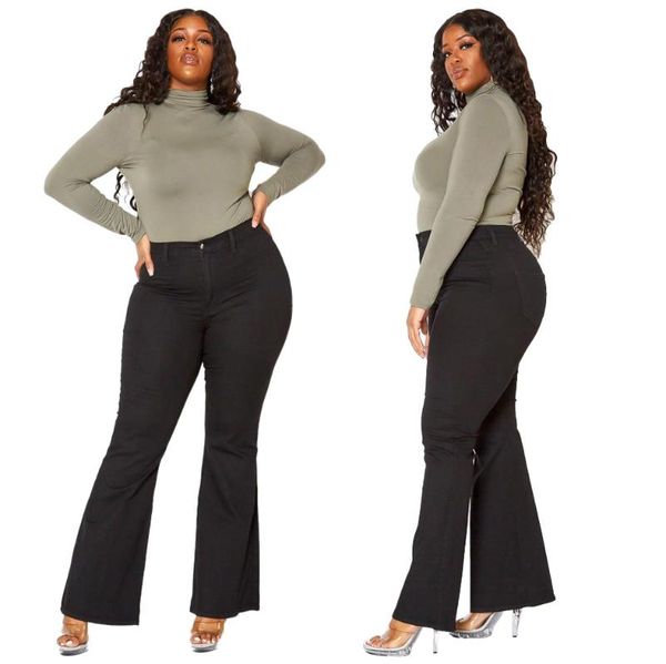 

women's jeans high waist denim flare pants woman vintage stretch bandage slim jean women wide leg trouser bell-bottom mom 2021, Blue