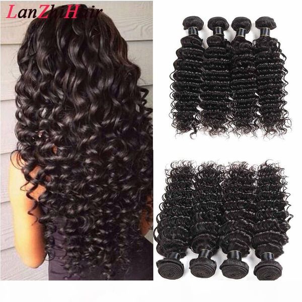 

wholesale peruvian virgin deep wave hair extensions 4 pcs lot 8a dyeable peruvian 100% human hair weaving extensions deep wave, Black