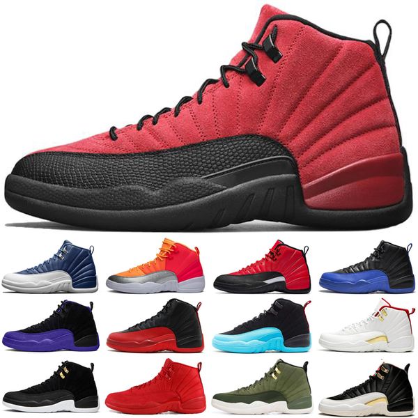 

2020 jumpman 12 12s grey men basketball shoes taxi game royal flu game bulls black mens trainers sports sneakers size 7-13