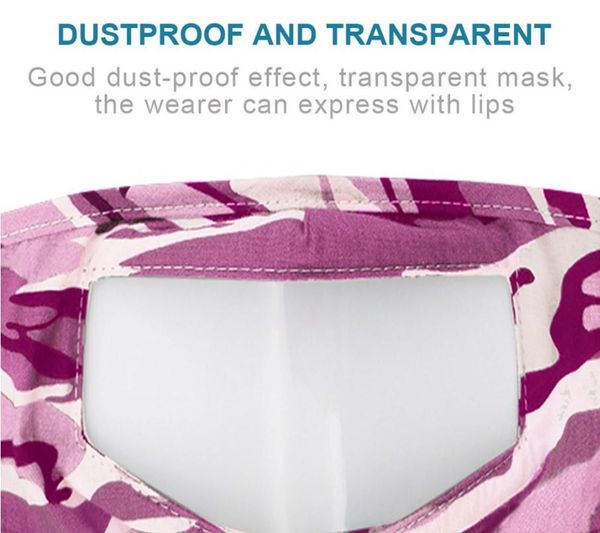 

face cover anti dust reusable washable face mask with clear pvc window adults deaf hard of hearing people elasticity earloop