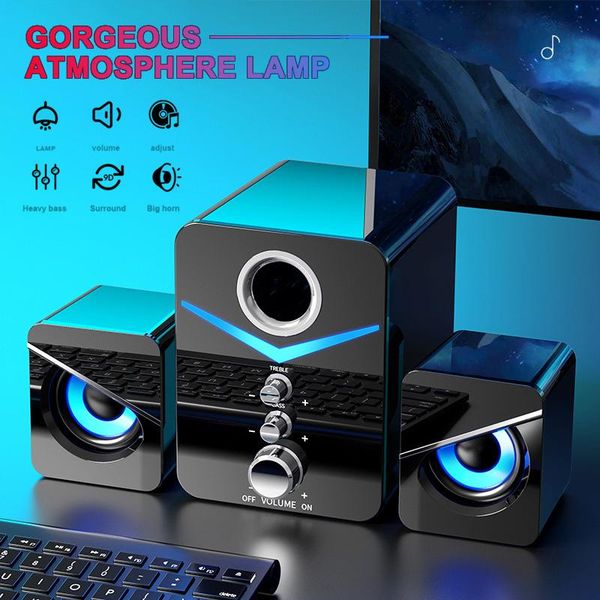 

3pieces surround bass stereo portable speaker talking bluetooth speakers with subwoofer for deskpc computer music center