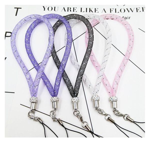 

shellnail diy mobile phone lanyard phone shell crystal hand strap exquisite bracelet mesh hanging neck rope for airpod n jllutj