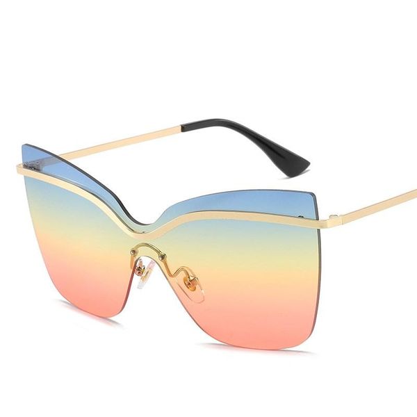 

2020 new cat eye over sized women fashion sunglasses anti-reflective mirror metal glasses men out door sun glasses uv400, White;black
