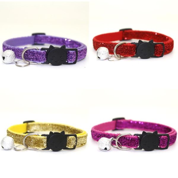 Collar pano Dog Sequins pequeno sino Dogs Cat Buckle colares Multi Color Pet Acessórios Confortável Moda Hot Venda 1 35qq G2