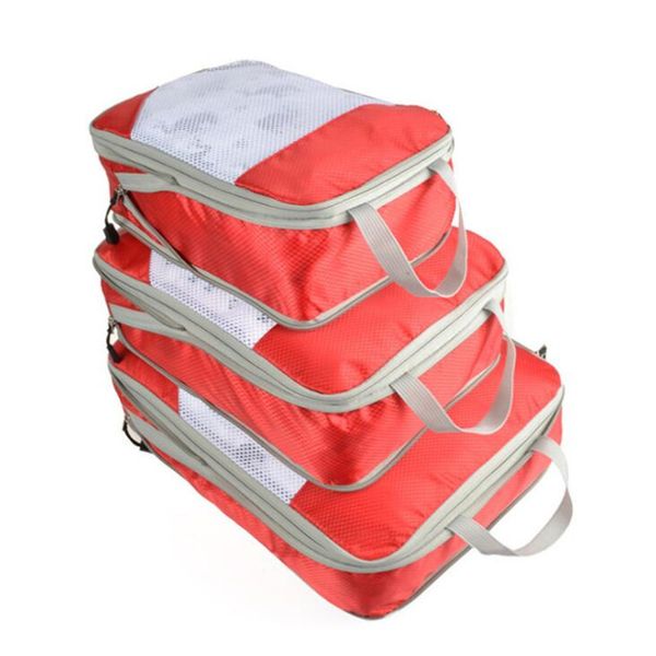 Sıkıştırılabilir saklama çantası seti üç parçalı sıkıştırma ambalaj küp seyahat bagaj organizatör katlanabilir seyahat çantası organizatör T200710