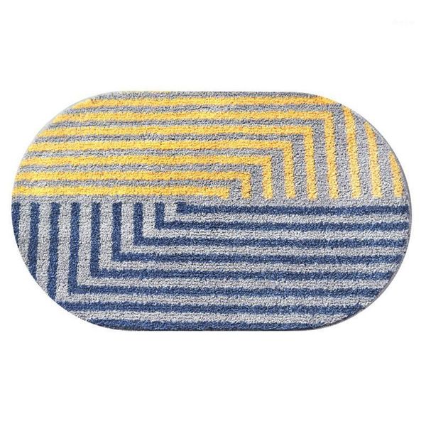 

non slip oval water absorbent ultra soft modern shower bedroom room floor home decor toilet machine washable striped bath mat1