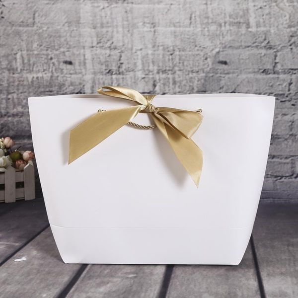 

20pcs/pack large size present box for clothes books packaging gold handle paper box bags kraft paper gift bag with handles