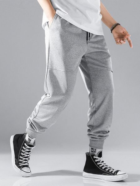 

men letter patched detail drawstring waist sweatpants i1ty#, Black