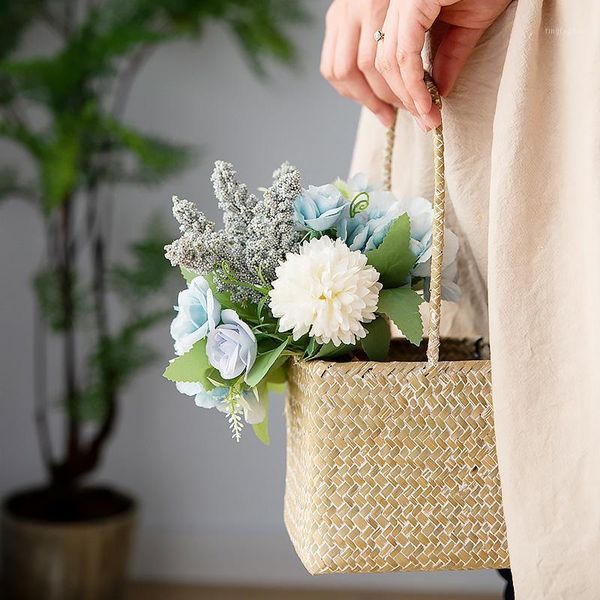 

decorative flowers & wreaths wedding decor hand tie silk flower bouquet plastic fake living room bedroom home furnishings holding artificial