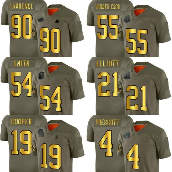 

men #4 dak prescott olive gold 2019 salute to service limited women youth jersey, Black;red