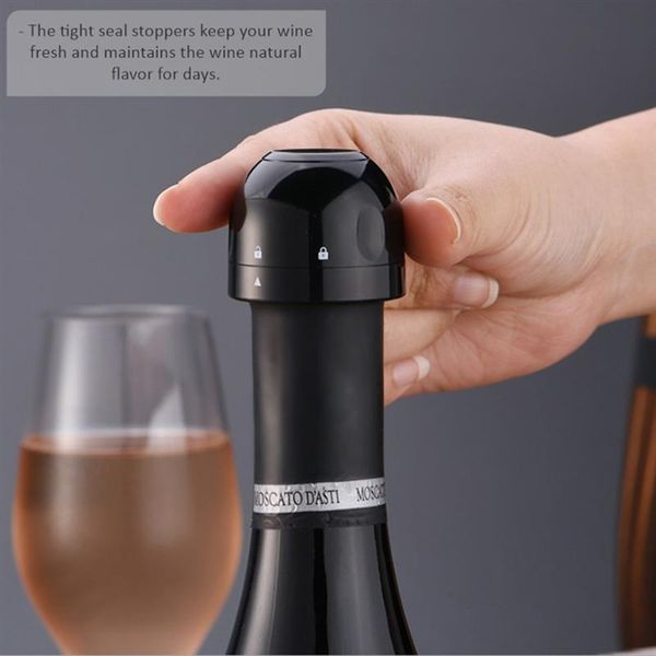 Garrafa de Vinho Rolha Sealed Bottle Mini Food-Grade ABS Espumante Champagne Stopper BlackVacuum Red Wine Bottle Cap Stopper Seal Silicone