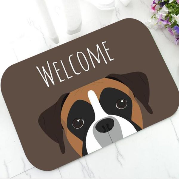 

funny boxer dog portrait welcome doormat rug carpet door mat for dog mom dad non slip mats dogs puppy lover home decor gift1