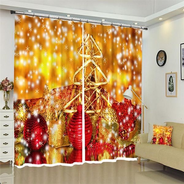 

christmas decorations blackout gold pattern 3d curtains for living room bedding room office drapes cotinas rideaux1
