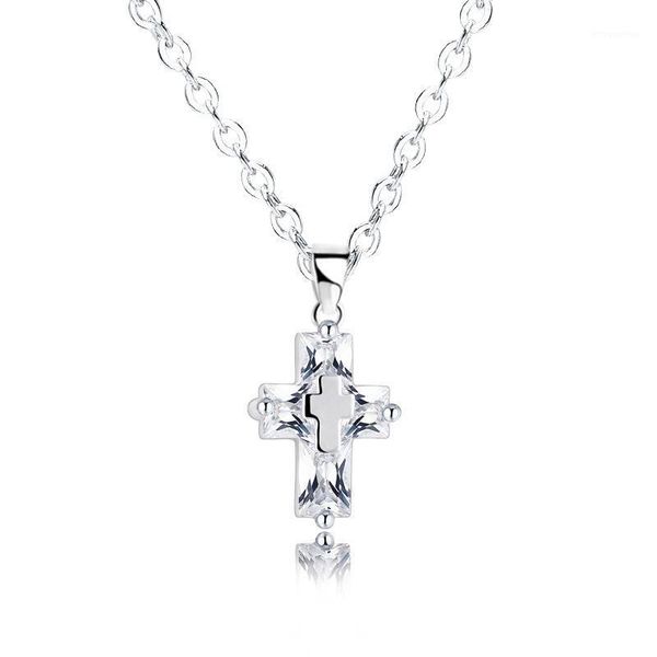 

tiny trendy cubic zirconia cross pendat clear crystal gold necklace for women jewelry x-l01191, Golden;silver