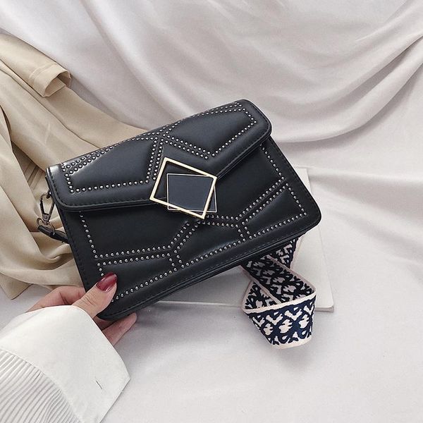 

pu leather rivets shoulder bags for women 2020 crossbody simple bag female travel handbags chain cross body bag sac a main femme