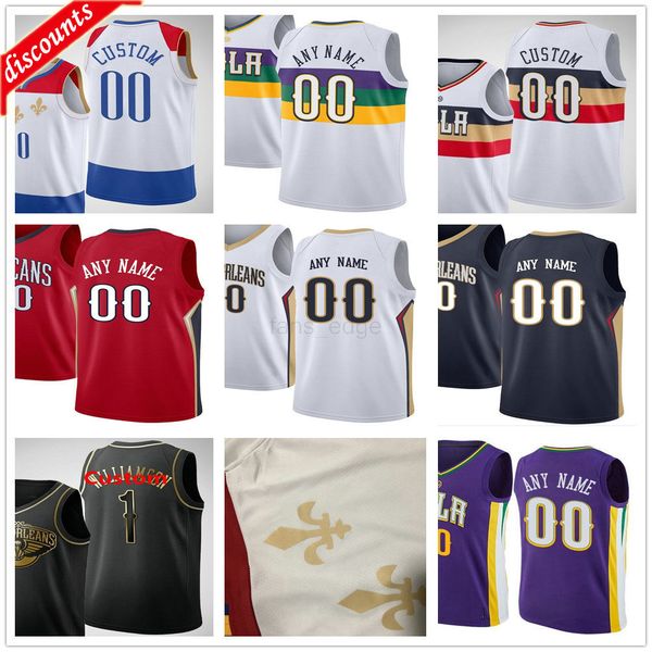 

custom printed zion 1 williamson brandon 14 ingram lonzo 2 ball eric 6 bledsoe steven 12 adams josh 3 hart men woman kids basketball jerseys, Black;red