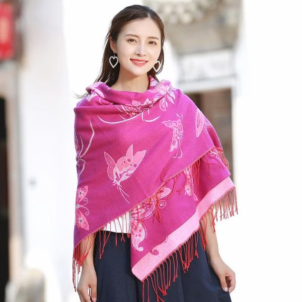 

scarves high-quality floral scarf lady shawl women travel wraps winter artificial cashmere thick warm cape shawls, Blue;gray