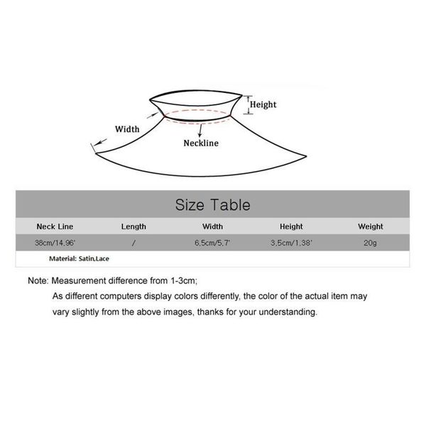 

women renaissance lolita retro ruffled fake collar lace trim satin neck ruff adjustable ribbon victorian cosplay qylfkv, White