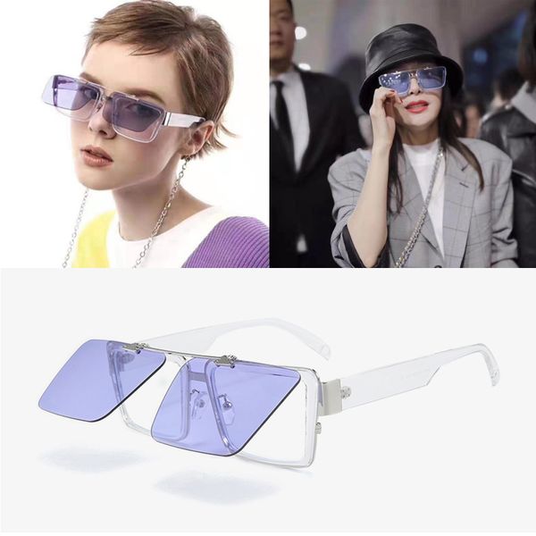 

2020classic luxury men sunglasses brand of fashion metal design double flip up square sunglasses for women driving, White;black